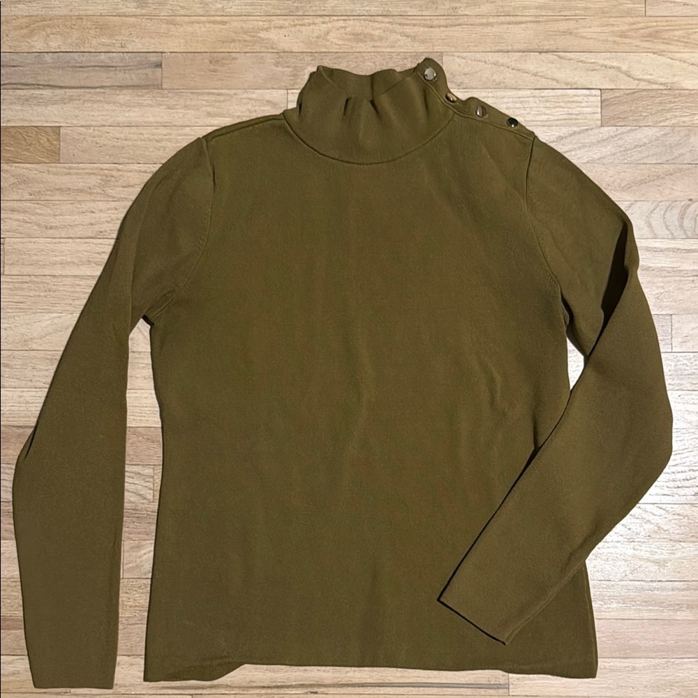 Ann Taylor Green Mock Neck Sweater